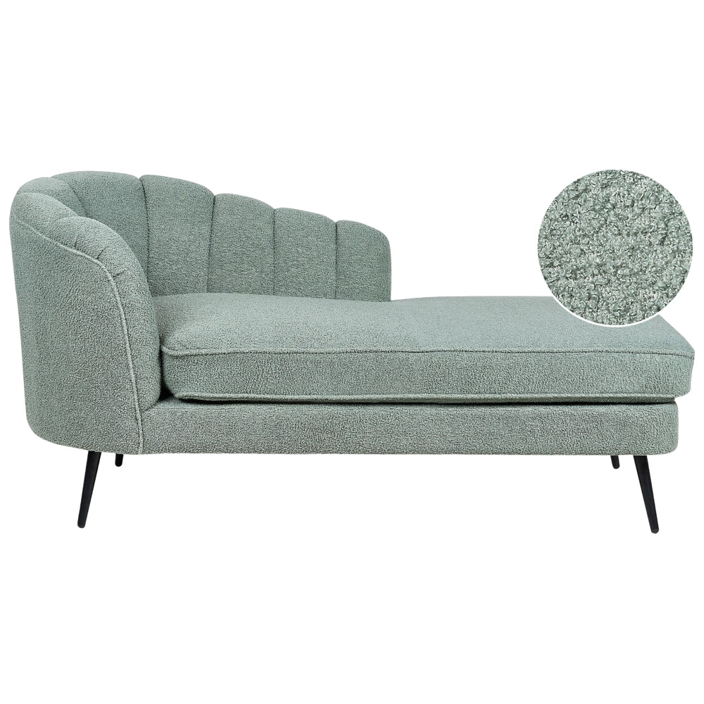 Chaise longue Velluto Verde Rivestimento Gambe In Metallo nero versione sinistra