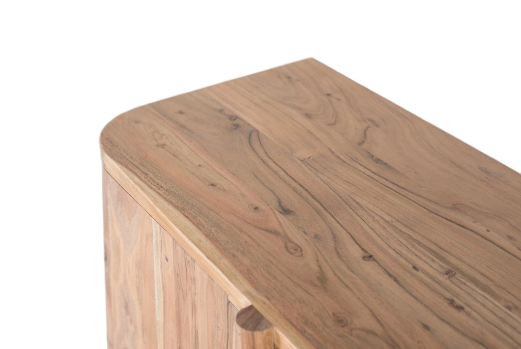 Mobile porta TV in legno massello di acacia con angoli arrotondati