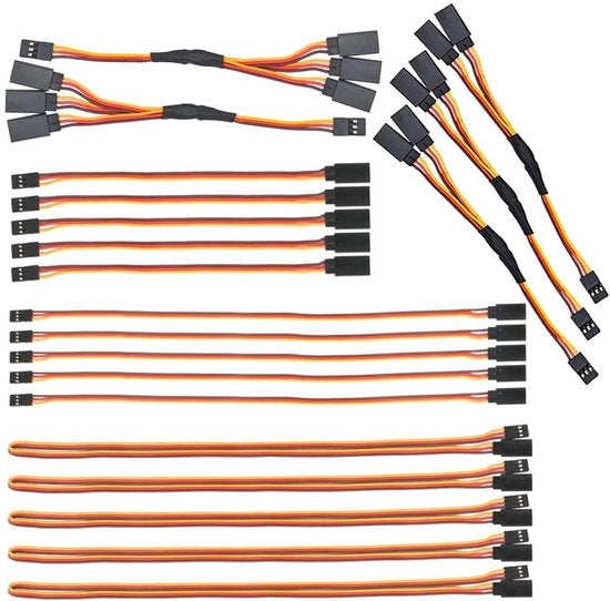 Cavi di servomotore 20 pezzi - 5 x 10 cm - 5 x 15 cm - 5 x 30 cm - 3 x 15 cm cavo Y - 22-AWG flessibile - cavo di estensione per servomotore