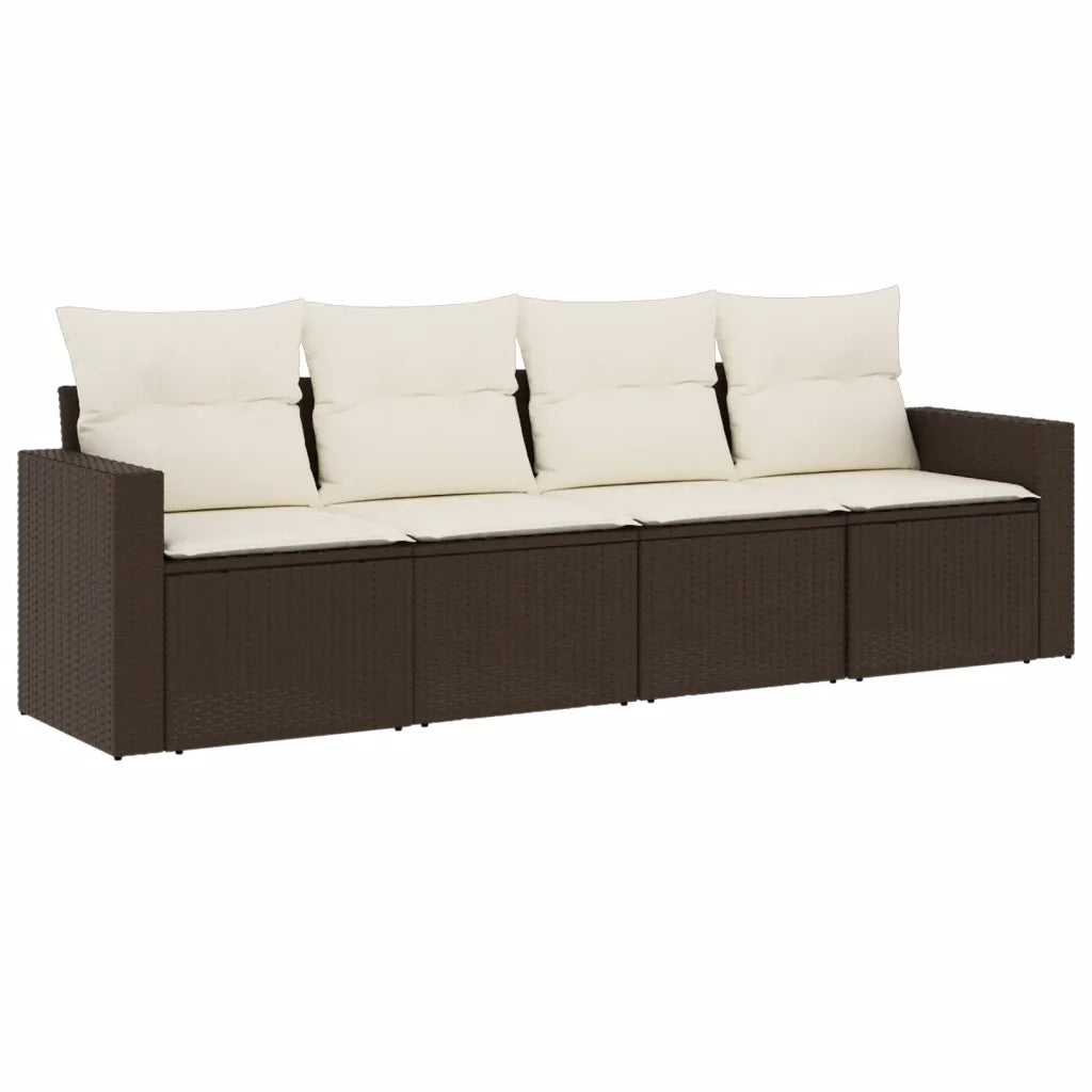 Set Divano da Giardino 4 pz con Cuscini Marrone in Polyrattan 3251020