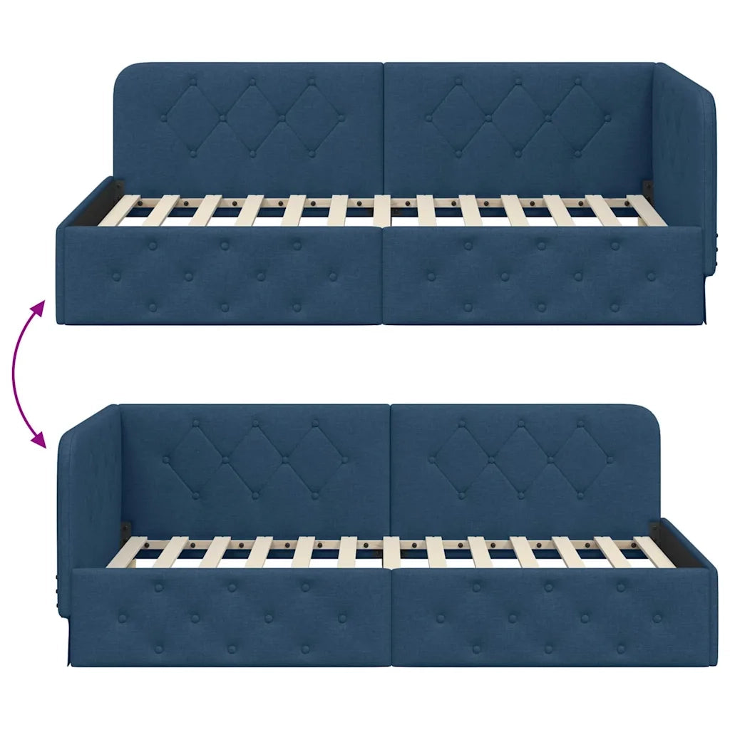 Cornice del letto ad angolo Blu 90 x 190 cm Tessuto 42016494