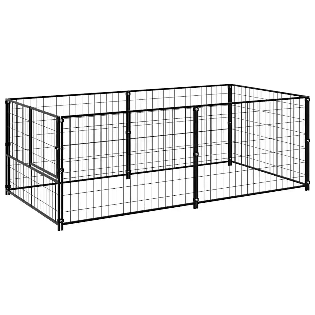 Gabbia per Cani Nera 200x100x70 cm in Acciaio