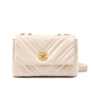 Borsa quadrata da donna in vera pelle con catena, bianca