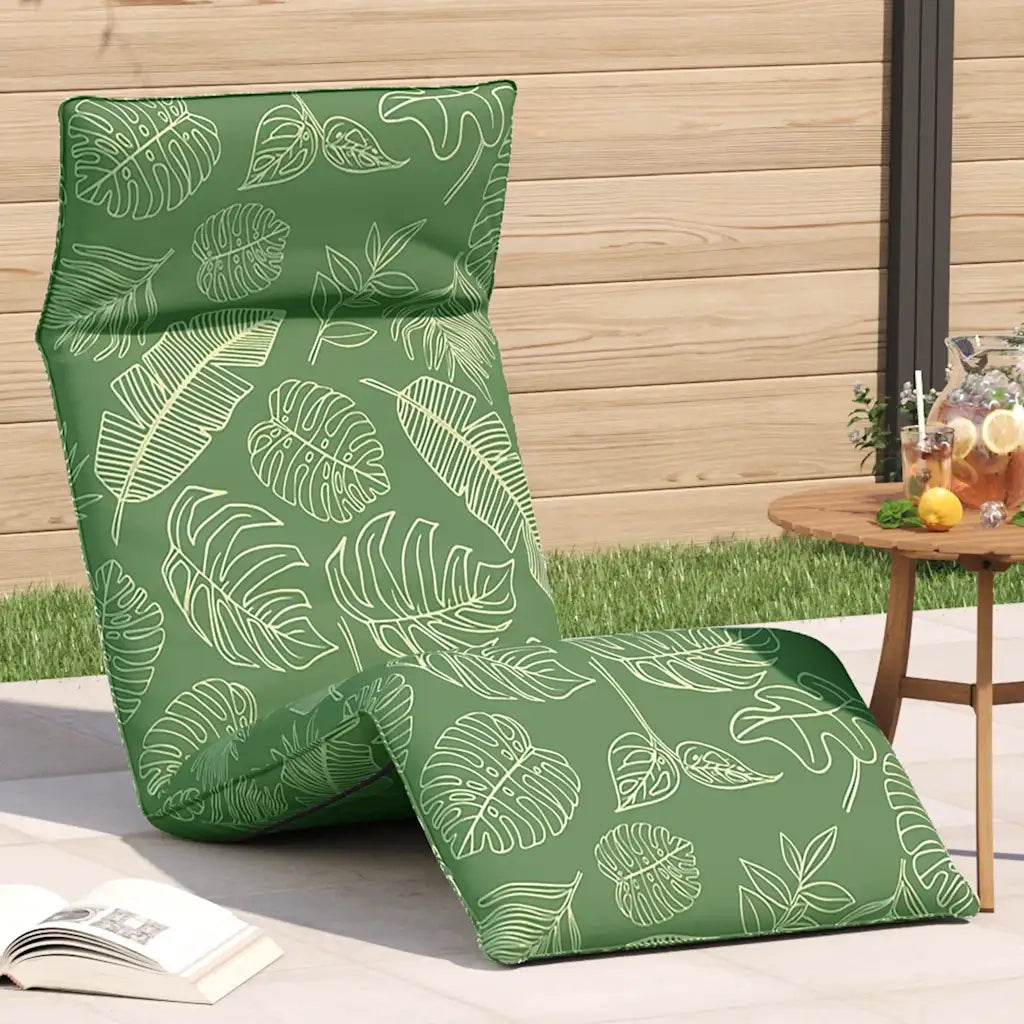 Sdraio da giardino | Lettino Pieghevole Motivo a Foglie 175x54x8,5 cm Tessuto Oxford