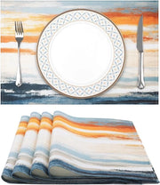 Set di tovaglie per tavolo da 4, dipinto astratto di mare di nuvole, lavabile, resistente al calore, tovaglia per la decorazione della tavola da pranzo, per le vacanze, i buffet e i campeggi (33 x 48 cm)
