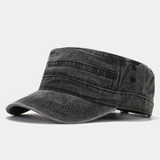 Cappello militare unisex per cadetti - cappello in cotone piazzato - pet baseballe - lavato - nero