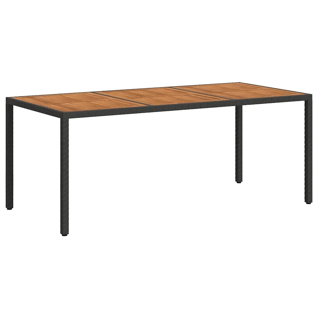Tavolo da Giardino 190x90x75 cm Polyrattan Legno di Acacia Nero cod mxl 57270