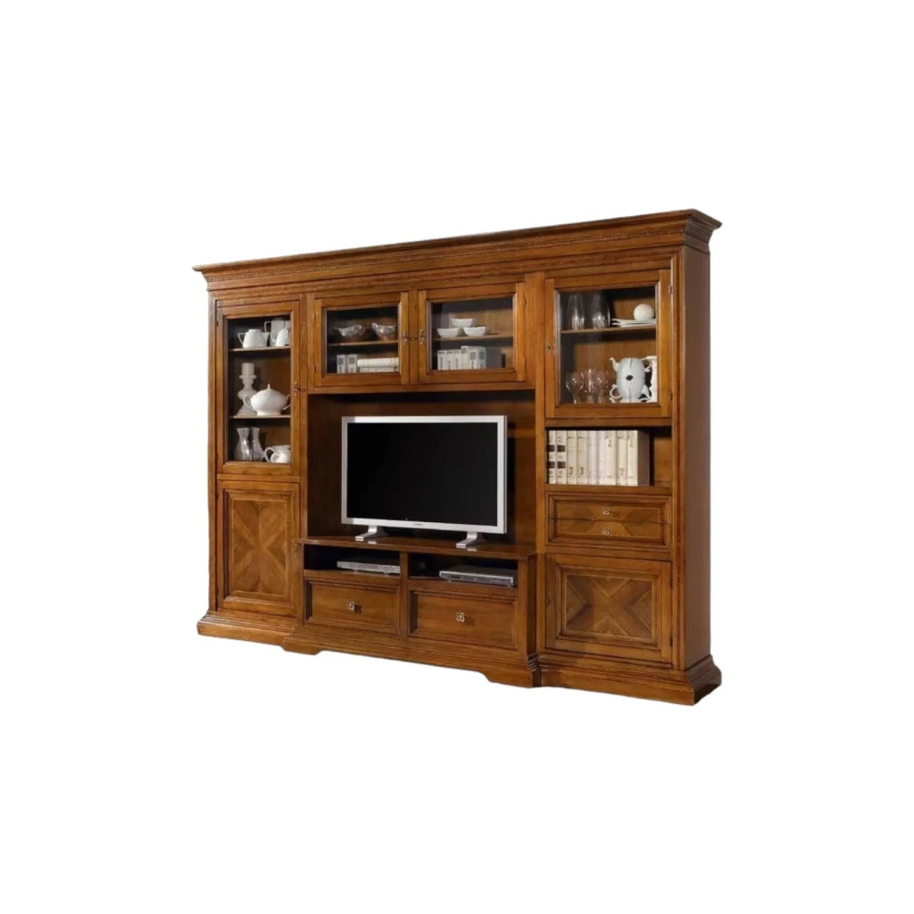 Parete attrezzata in legno noce bassano l.305 p.57 h. 235