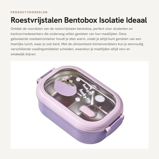 Bentobox in Acciaio Inossidabile - Contenitore Termico per Pic-Nic - Isolato per il Cibo - Progettato a Compartimenti - Divisori Interni Rimovibili - Adatto per Studenti e Lavoratori di Ufficio