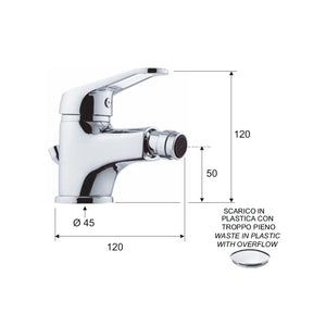 Rubinetto bidet con aeratore direzionabile e scarico in plastica - serie remix
