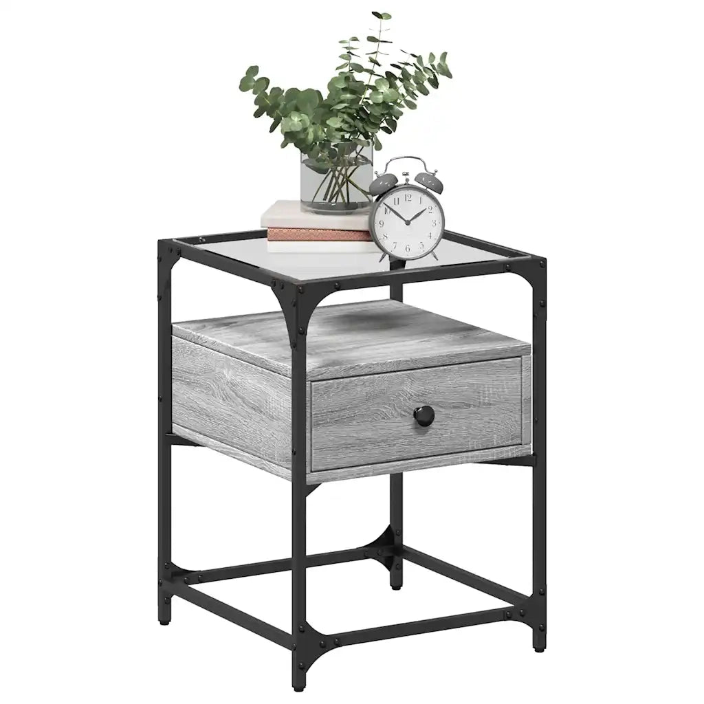 Set di 2 Comodini | Armadio da Notte | Mobiletto da notte Grigio Sonoma 40x40x55 cm in Legno Multistrato