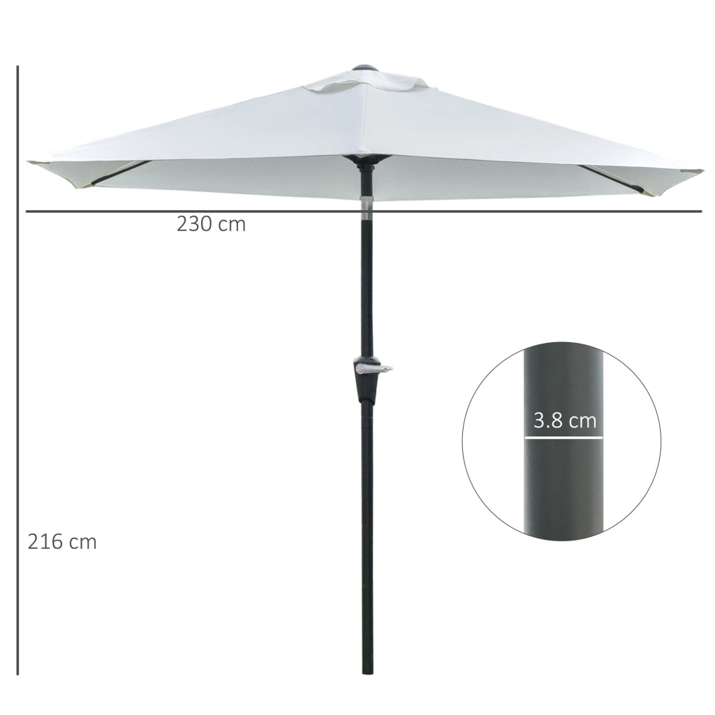 Ombrellone da Giardino Ø2,27m in Metallo e Poliestere Bianco Crema
