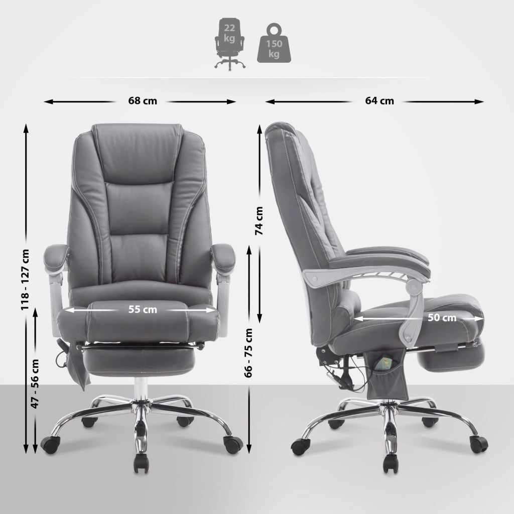 Sedia da ufficio Pacific con funzione massaggio in similpelle grigio