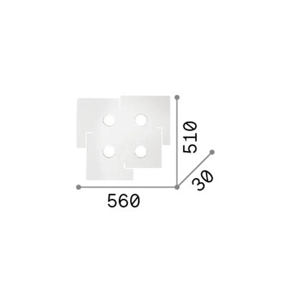 Plafoniera Moderna Totem Metallo Bianco 4 Luci Gx53 9W 3000K Luce Calda