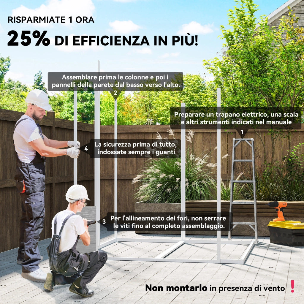 Casetta da Giardino in Resina ¨C Xylo ¨C Grigio, 2 Porte, Finestra, Pavimento, 1.8x1.8m