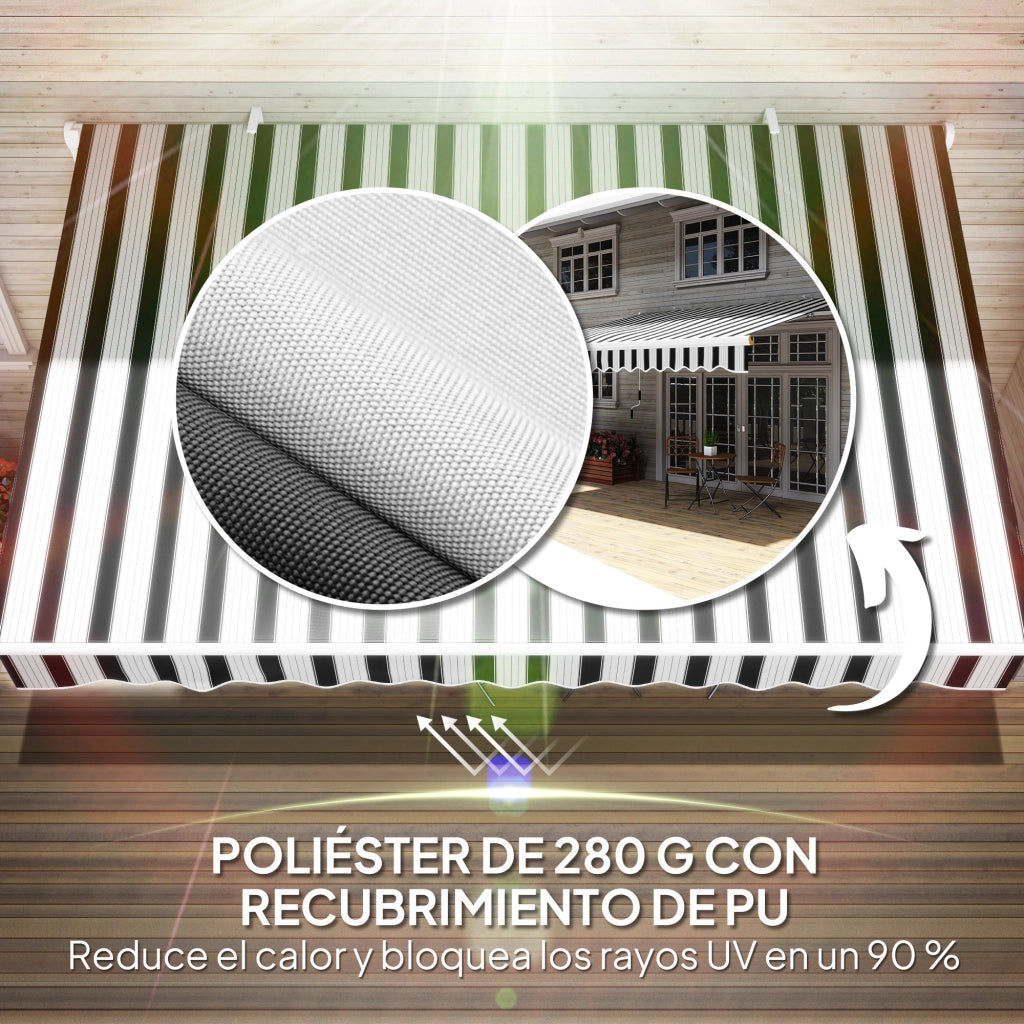 Toldo Manuale Retrattile ¨C zephmum ¨C Blu e Bianco 395x245 cm