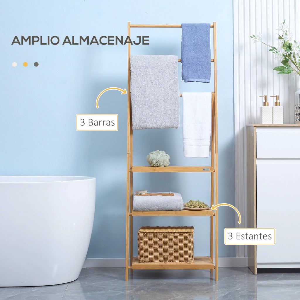 Scala Porta Asciugamani Pieghevole ¨C Zephmum ¨C Bamb¨´ Naturale 53x30,5x152 cm