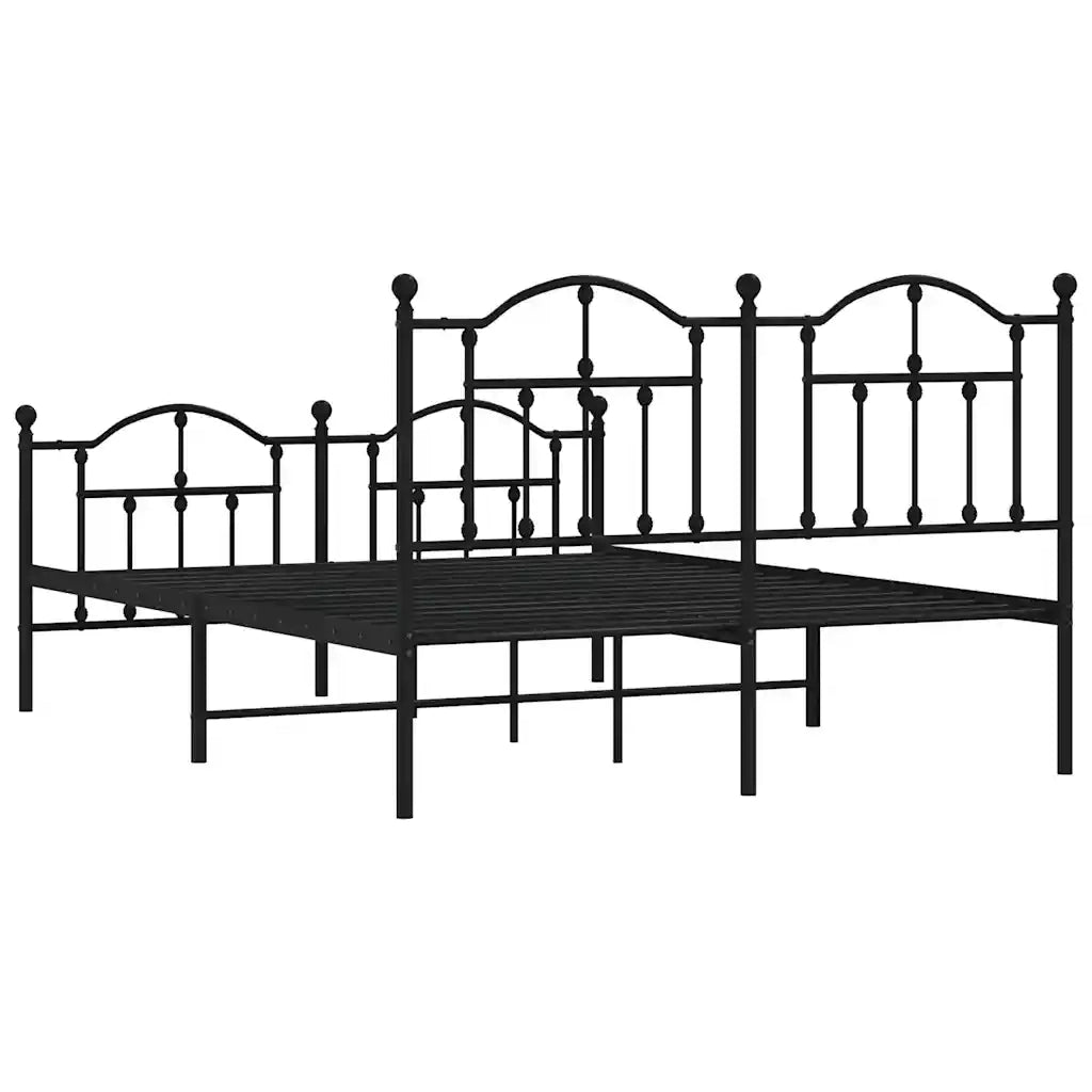 Giroletto con Testiera e Pediera Metallo Nero 140x200 cm 353458