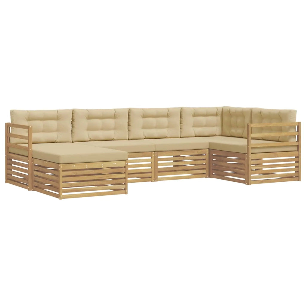 Set di divani da esterno 6 pcs Bianco e Beige Poliestere