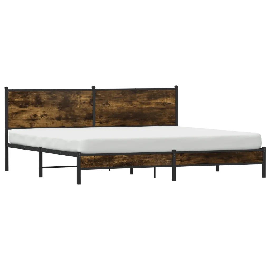 vidaXL Giroletto senza Materaso in Metallo Rovere Fumo 193x203 cm