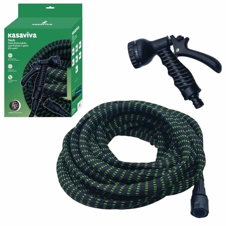 Tubo da Giardino Irrigazione Estensibile Tech 25 Metri + Pistola