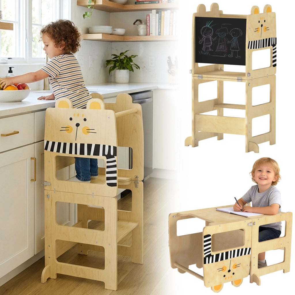 Scala di apprendimento 3 in 1 pieghevole ¨C zephmum ¨C bianco naturale 90x40x90