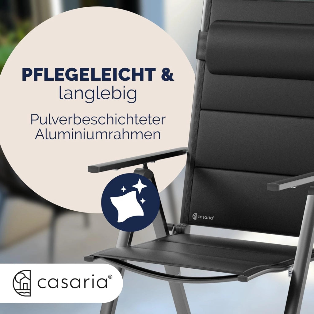 Set 2 Sedie da Giardino Schienale Regolabile 8 Livelli Supporto Lombare Alluminio Carico Max.120 kg Campeggio