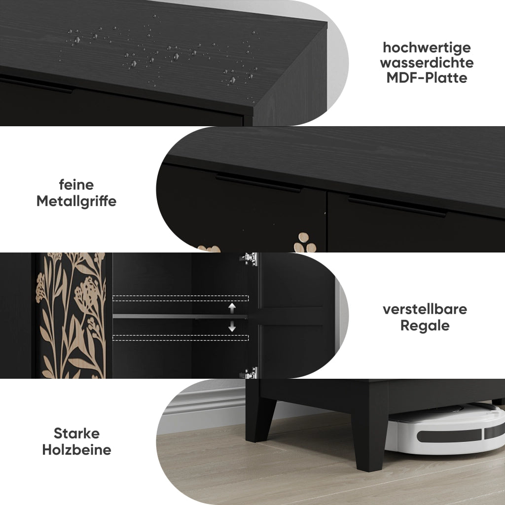SIDEBOARD a 2 ante 93,5×46,0×19,0 cm MDF Nero