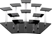 Display stand multilivello in acrilato nero per profumi e piccoli accessori - stand con contenitore per cupcake