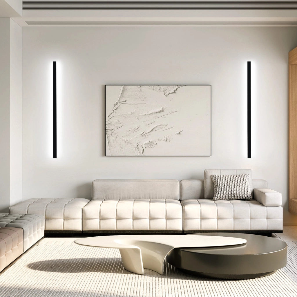 ZMH Applique LED da parete per interni 100cm bianco freddo metallo nero 32W soggiorno cucina
