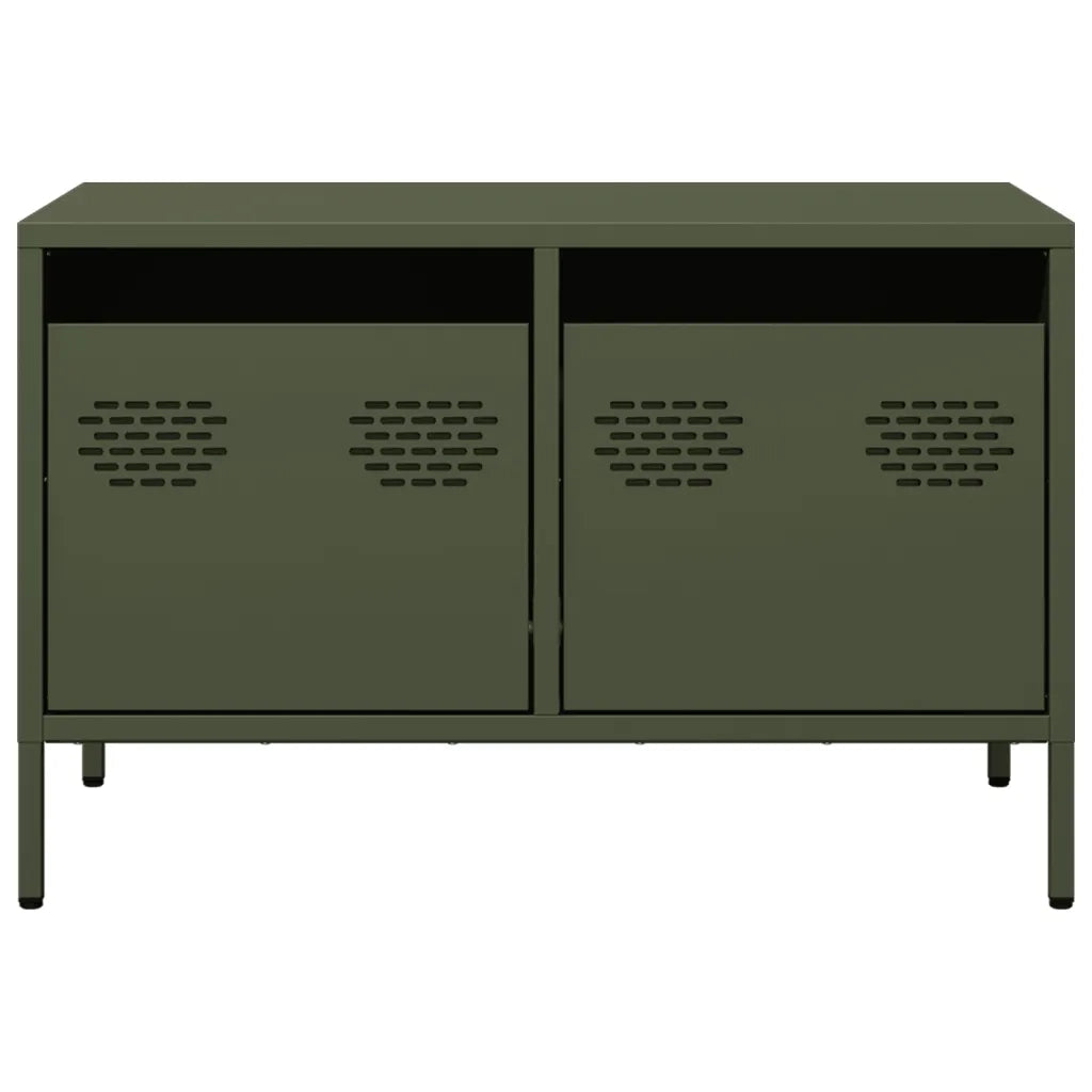 Mobile TV Verde Oliva 68x39x43,5cm in Acciaio Laminato a Freddo 851236
