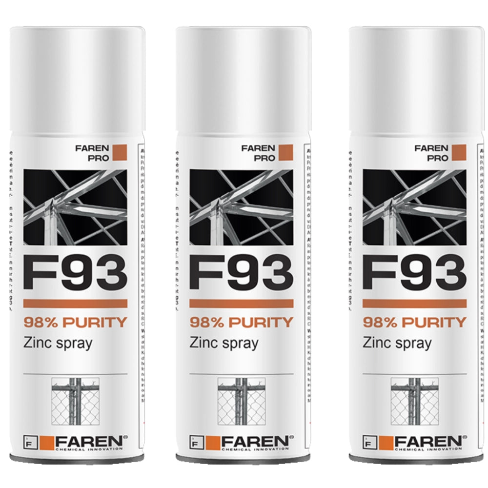 Faren f93 zinco spray 98% zincante anticorrosivo antiruggine 400 ml 3 pezzi