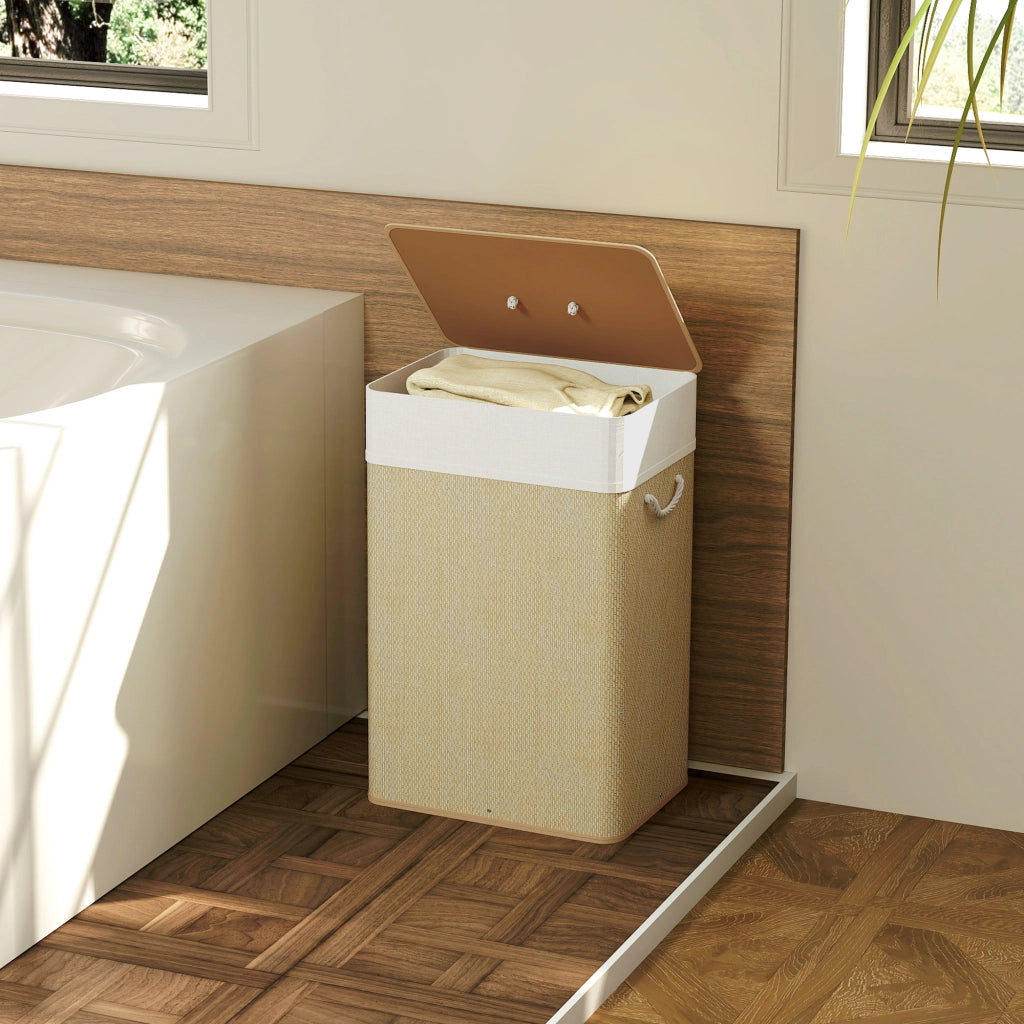 Cesto Ropa Sucia con Tapa 72L ¨C Zephmum ¨C Naturale 40x30x60 cm