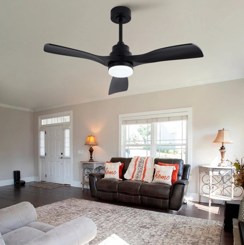 Ventilatore a soffitto 42" con luce LED e telecomando, 3 pale ABS nere