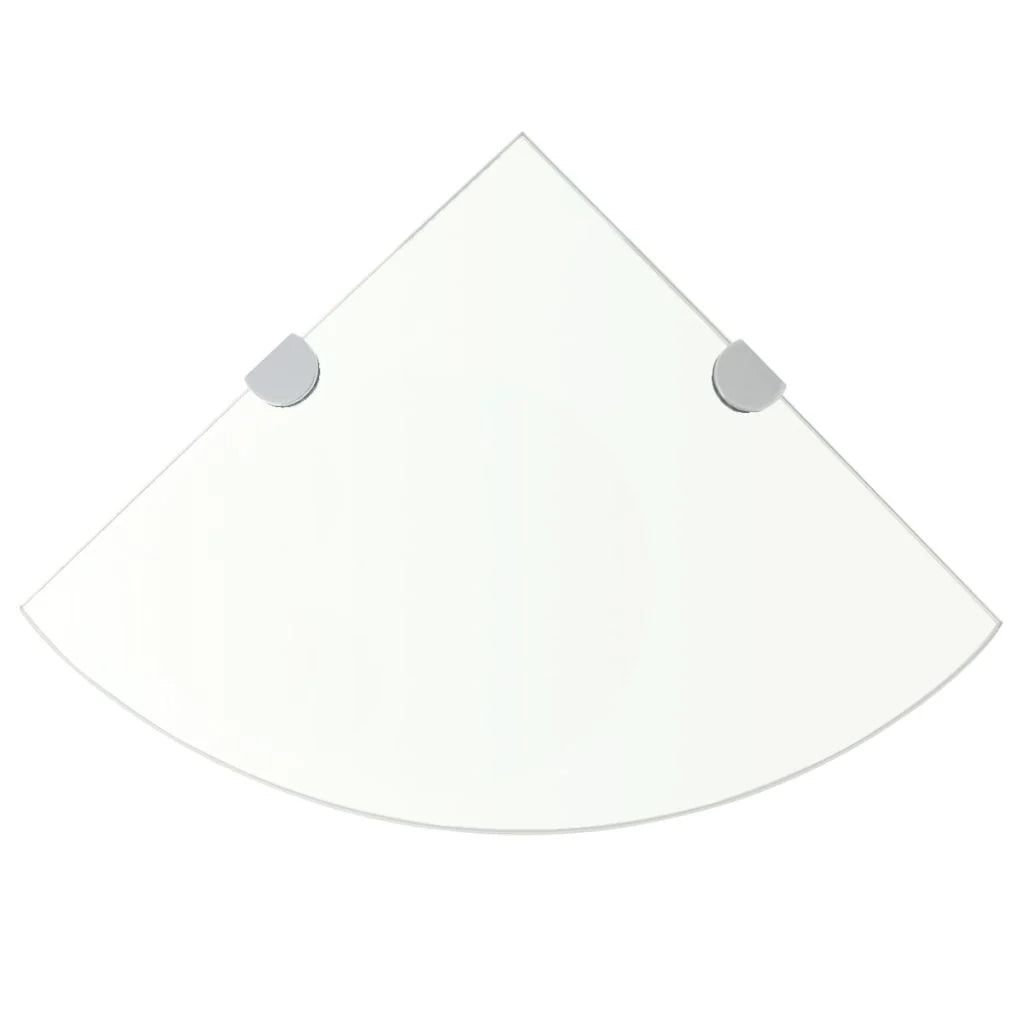 Mensola angolare per mobile + staffe cromate vetro trasparente 35 x 35 cm 2702218/2