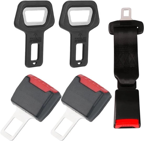 Verlengstuk per Cintura di Sicurezza - 5 Pezzi - Cinturino di Sicurezza Estensibile - Cinturino di Sicurezza - Clip di Cinturino - Estensore di Cinturino - Cinturino di Sicurezza Estensibile - Accessori per Sicurezza Extra - Nero