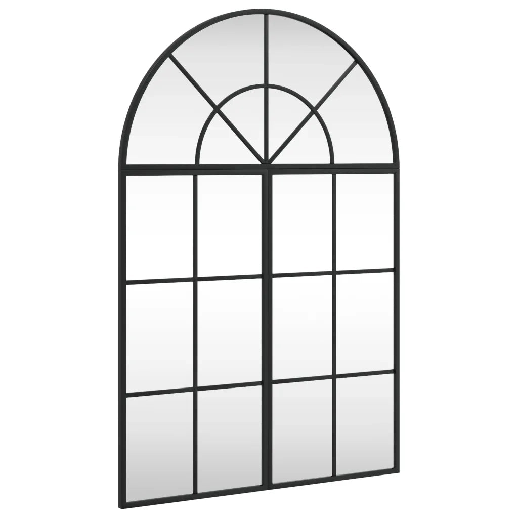 Specchio da Parete-Specchio a Muro-Specchio Decorativo Nero 60x90 cm Arco in Ferro