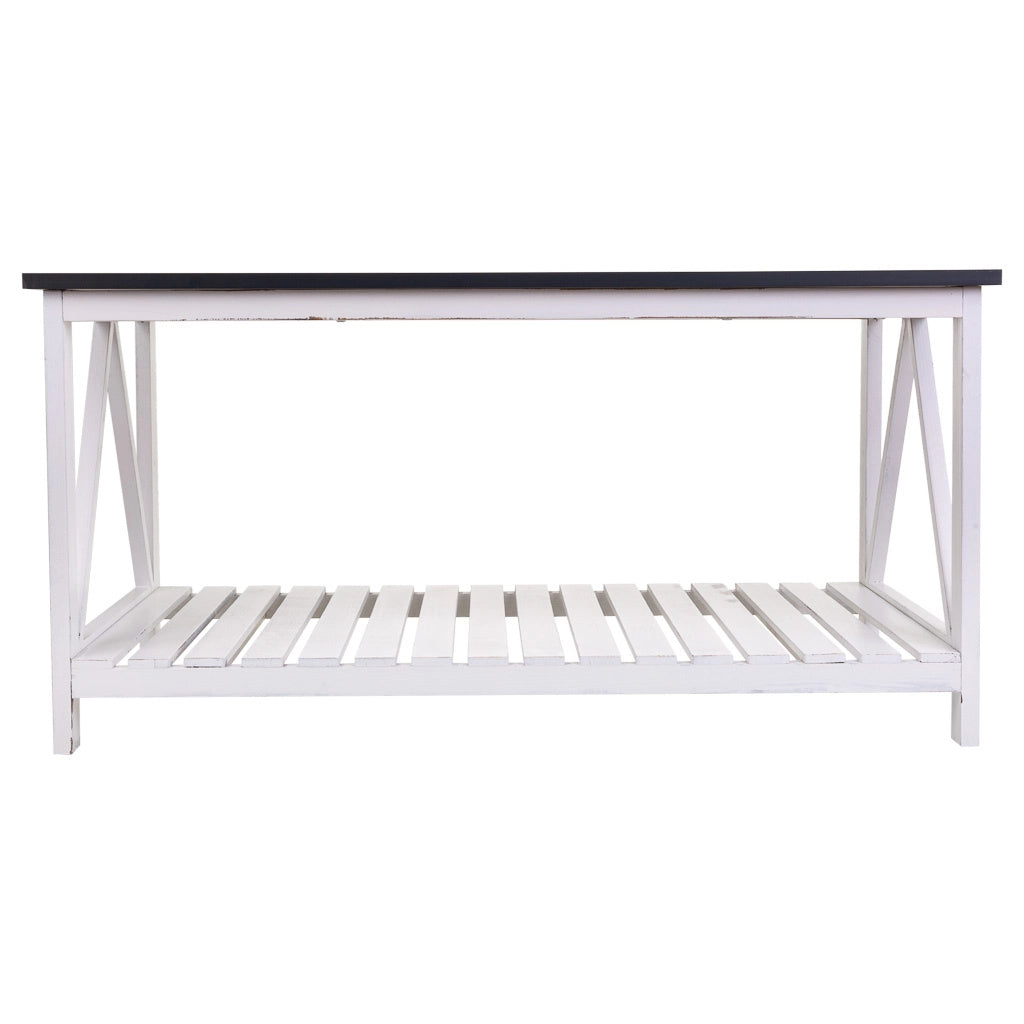 Tavolino in legno bianco 92x53x46h