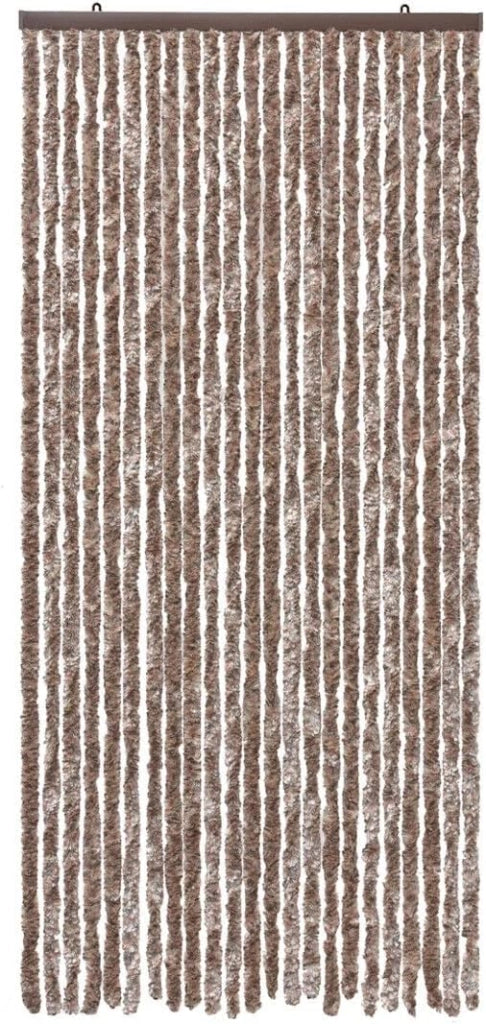 Tenda in Ciniglia 120x230 cm Porta Ingresso ProteggiSole Antimosche Lavabile Regolabile Beige Marrone