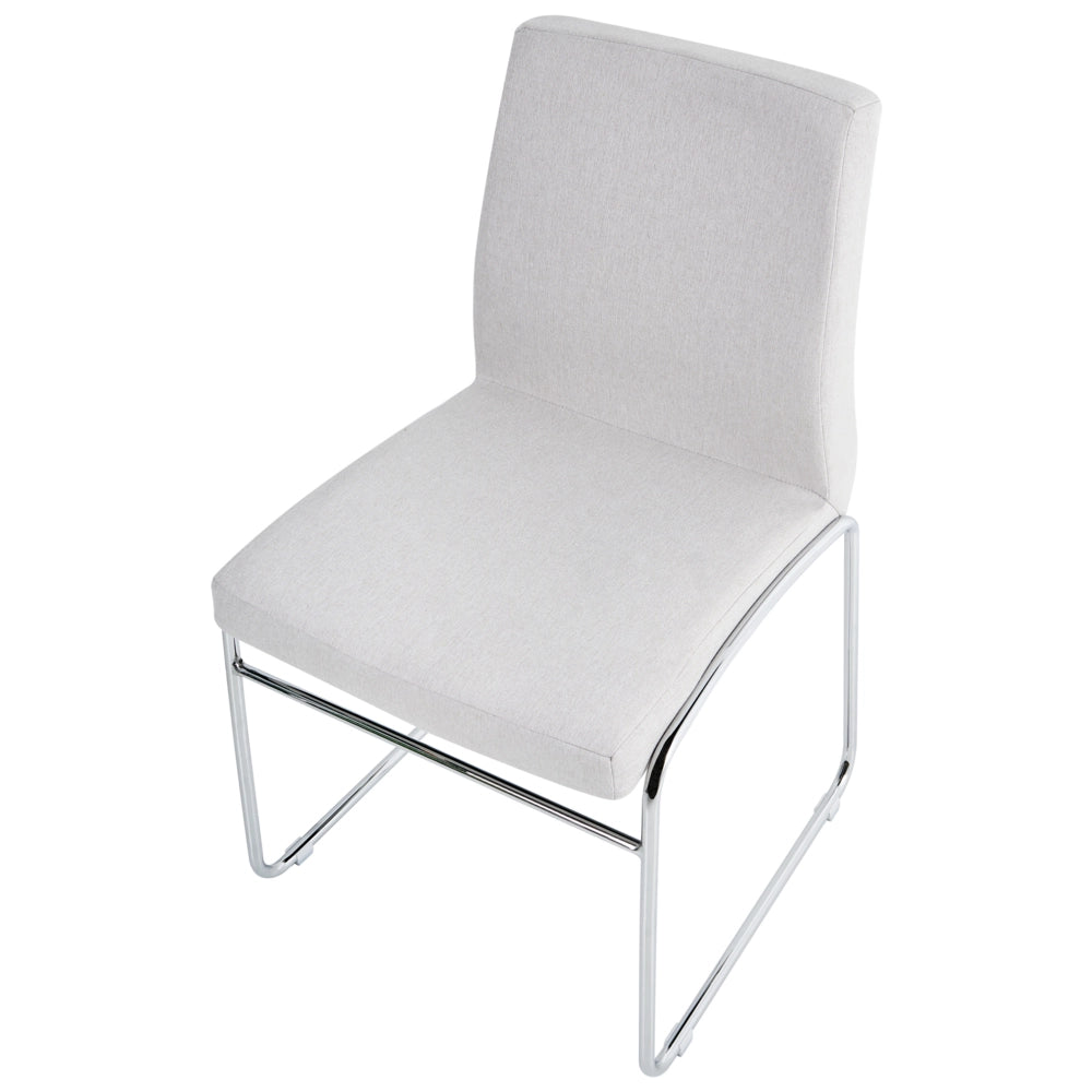 Set di 2 sedie da pranzo imbottite con braccioli, rivestimento grigio chiaro, base in metallo design moderno