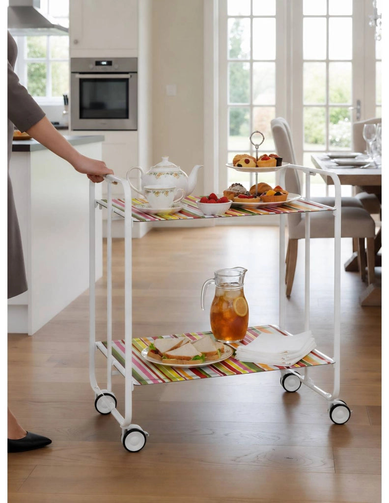 Carrello da cucina pieghevole bianco con ruote BAUHAUS 2 ripiani
