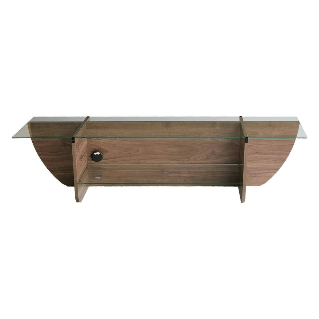 Mobile porta TV Kasuga, Credenza da soggiorno, Armadio basso per TV, Base parete attrezzata, 158x35h40 cm, Noce