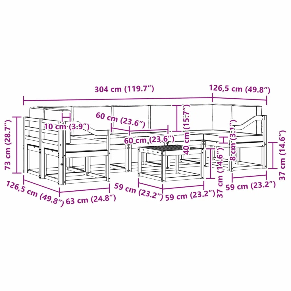 Set di divani da esterno 6 pz 3387399