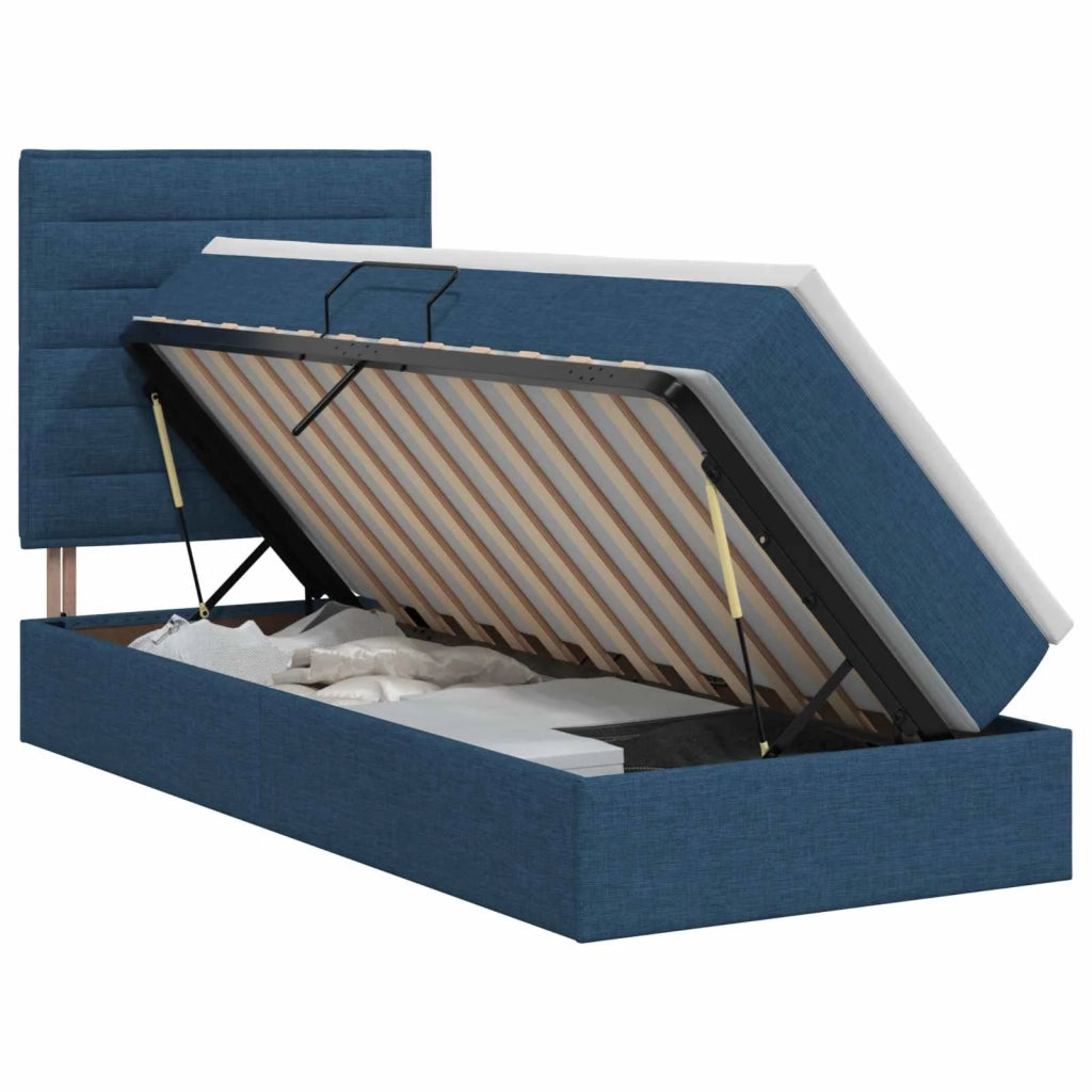 Letto con contenitore e materasso Blu 90 x 200 cm Tessuto 3459419
