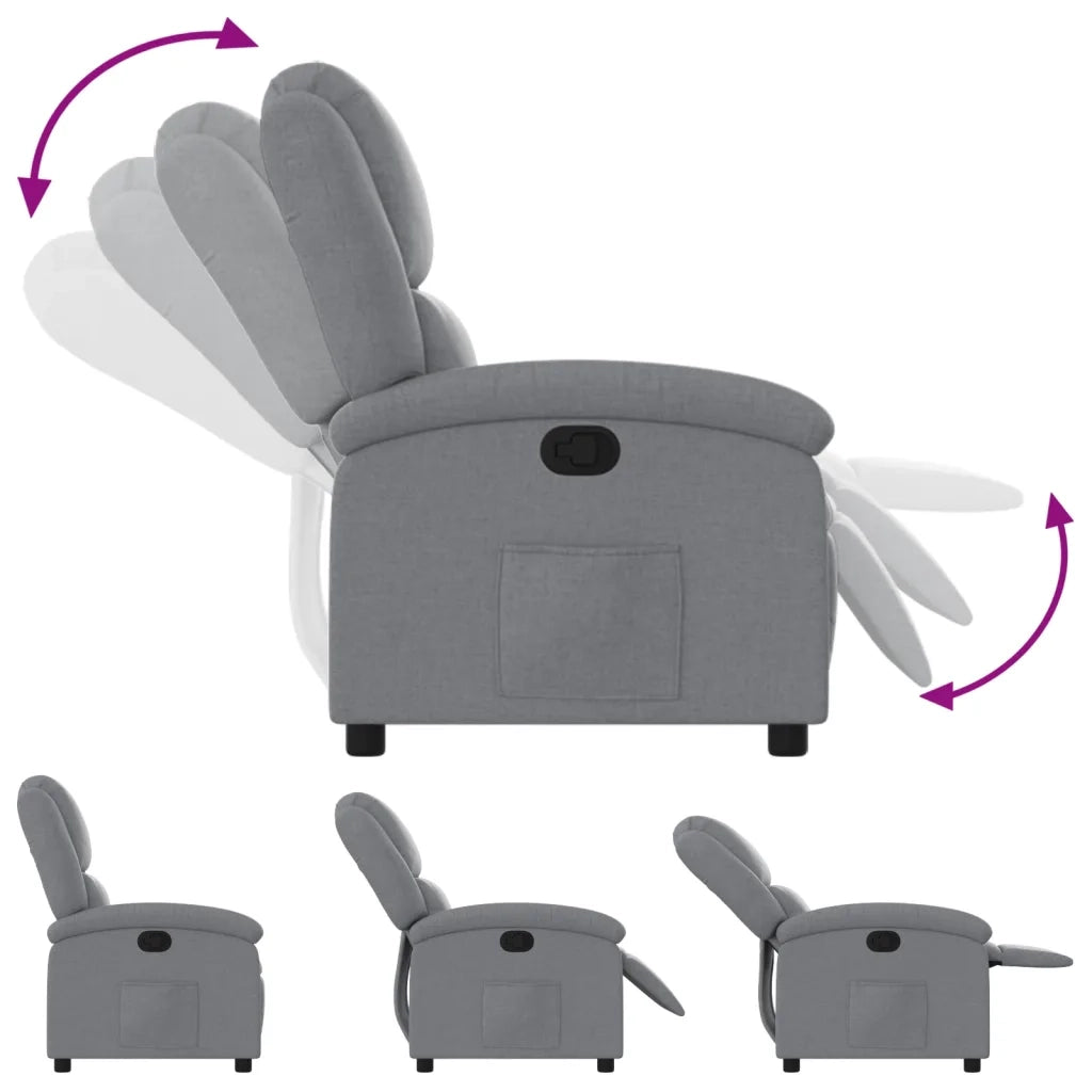 Divano Sedia-Poltrona Reclinabile in Tessuto Grigio Chiaro 618297