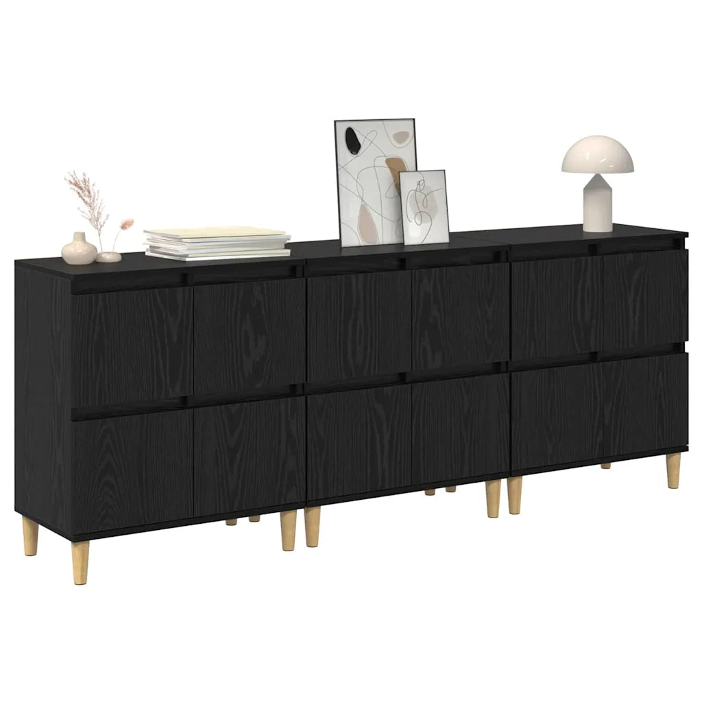 Sideboards 3 pcs Rovere Nero 60 x 35 x 70 cm Legno multistrato
