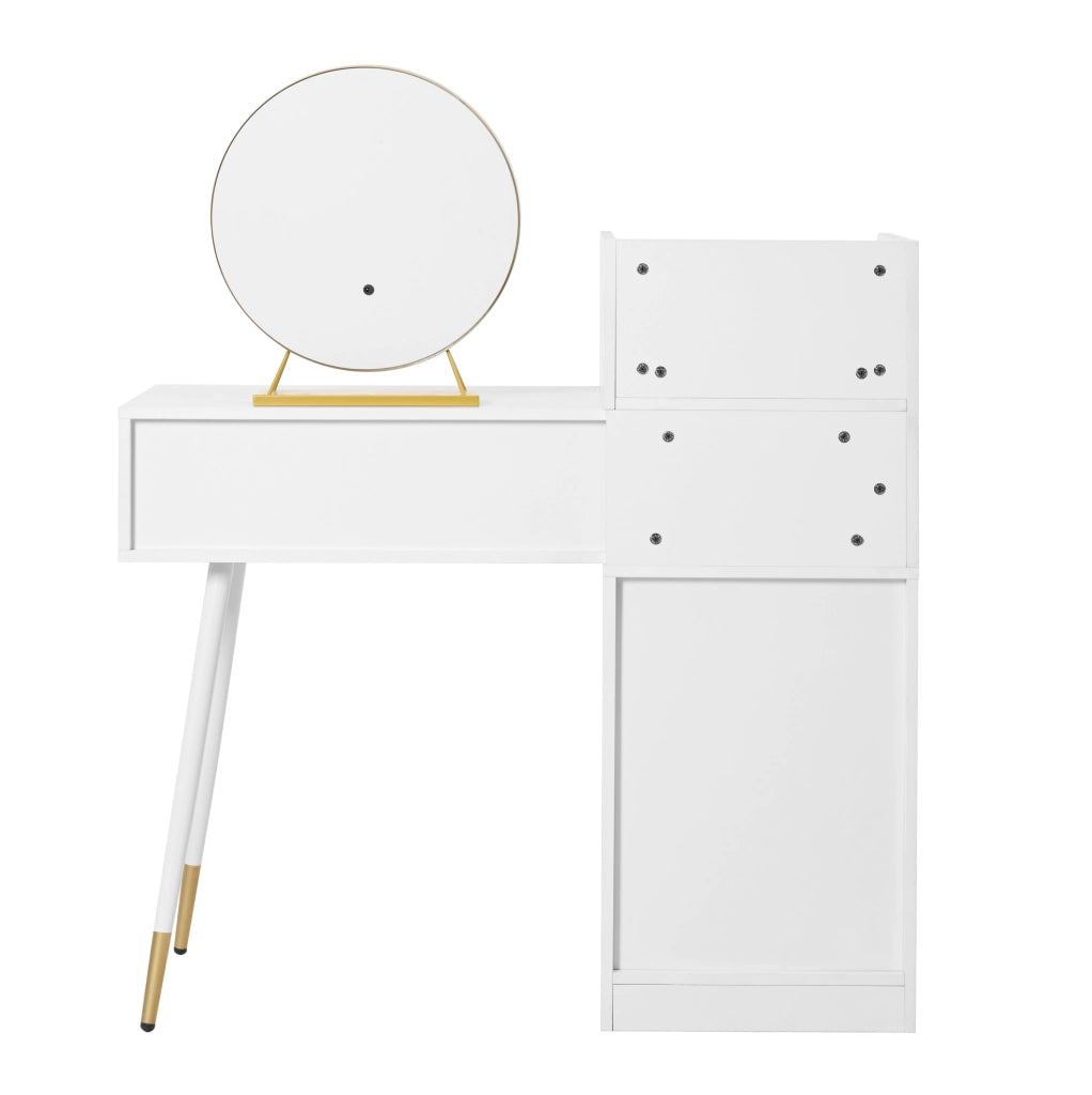 Toeletta bianca estensibile con 6 cassetti e specchio LED