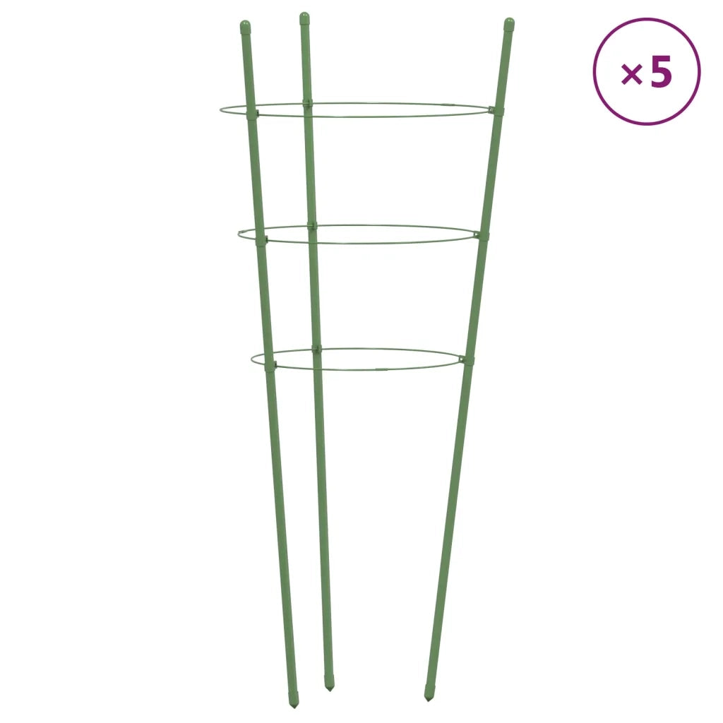 Supporti Piante da Giardino con 3 Anelli 5 pz Verde 60cm Acciaio CFW6454335