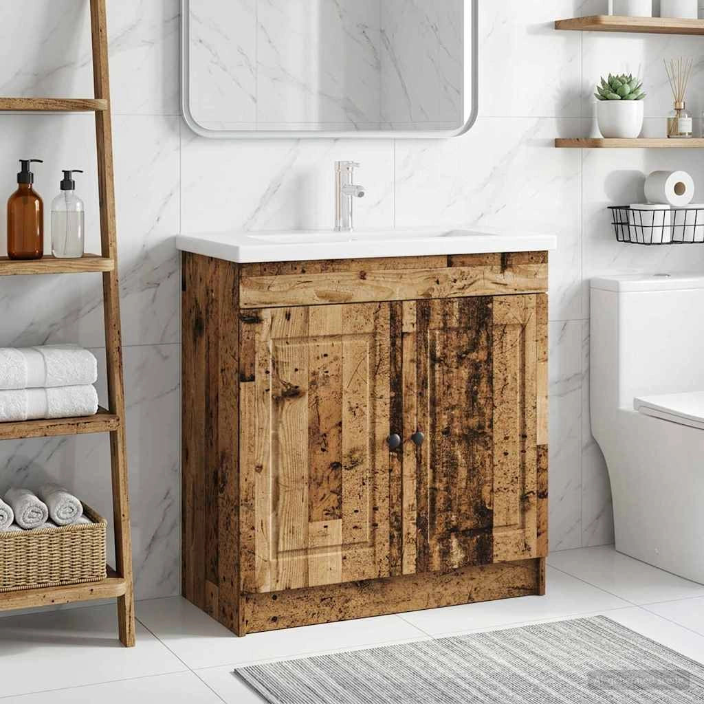 Mobiletto da bagno sotto il lavello Legno antico 890082