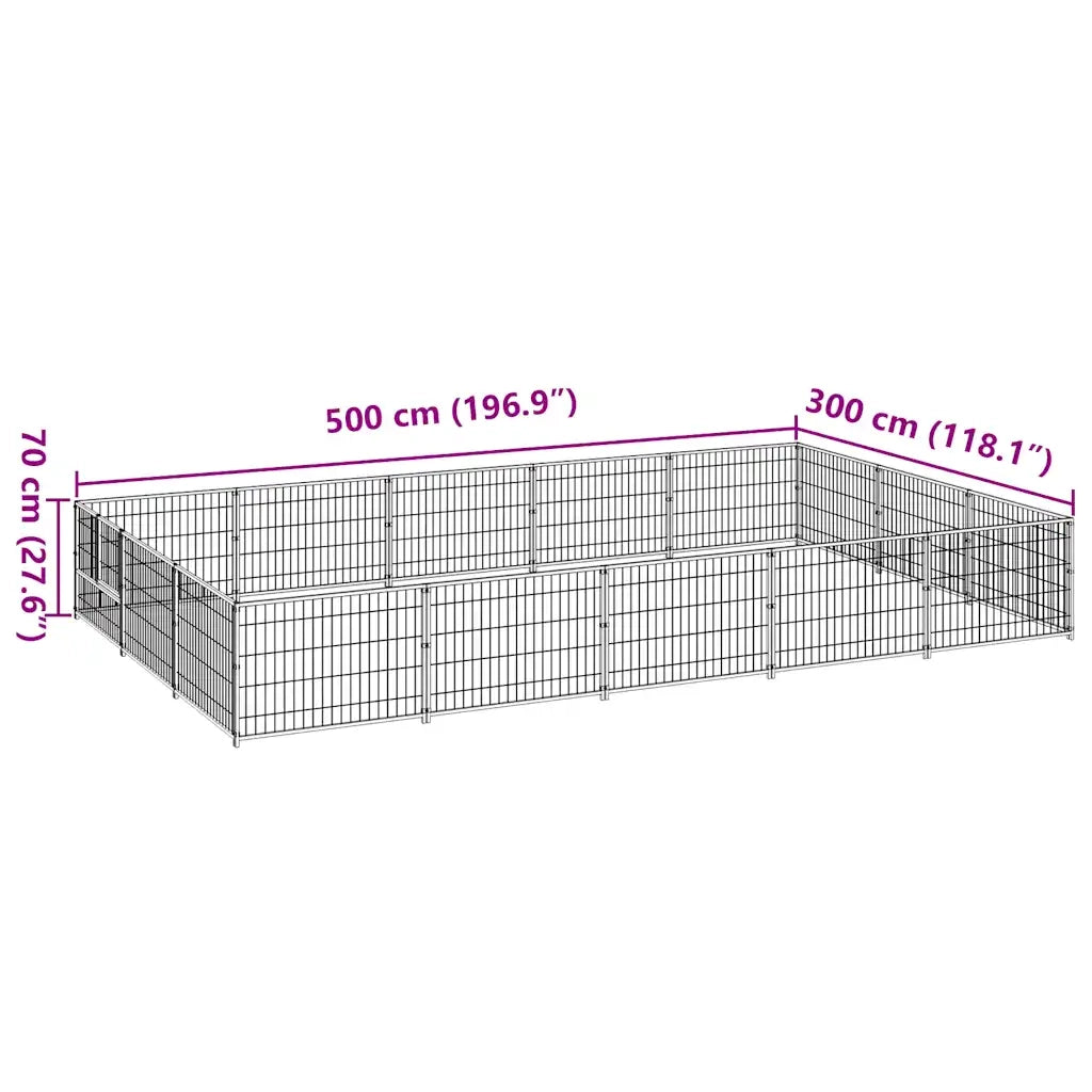 Gabbia per Cani Nera 15 mÂ² in Acciaio cod mxl 49238